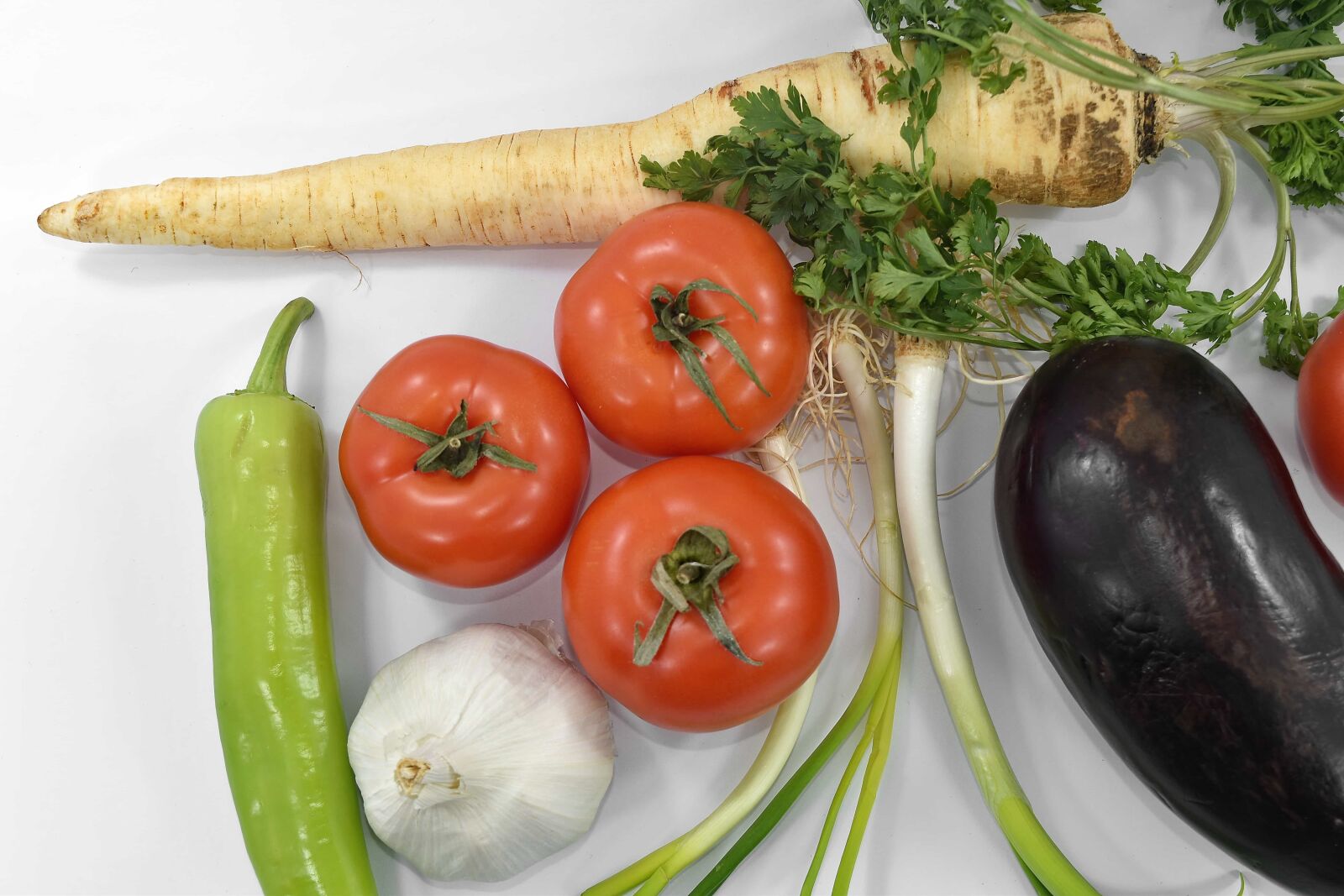 Nikon D5500 sample photo. Chili, eggplant, garlic, leek photography