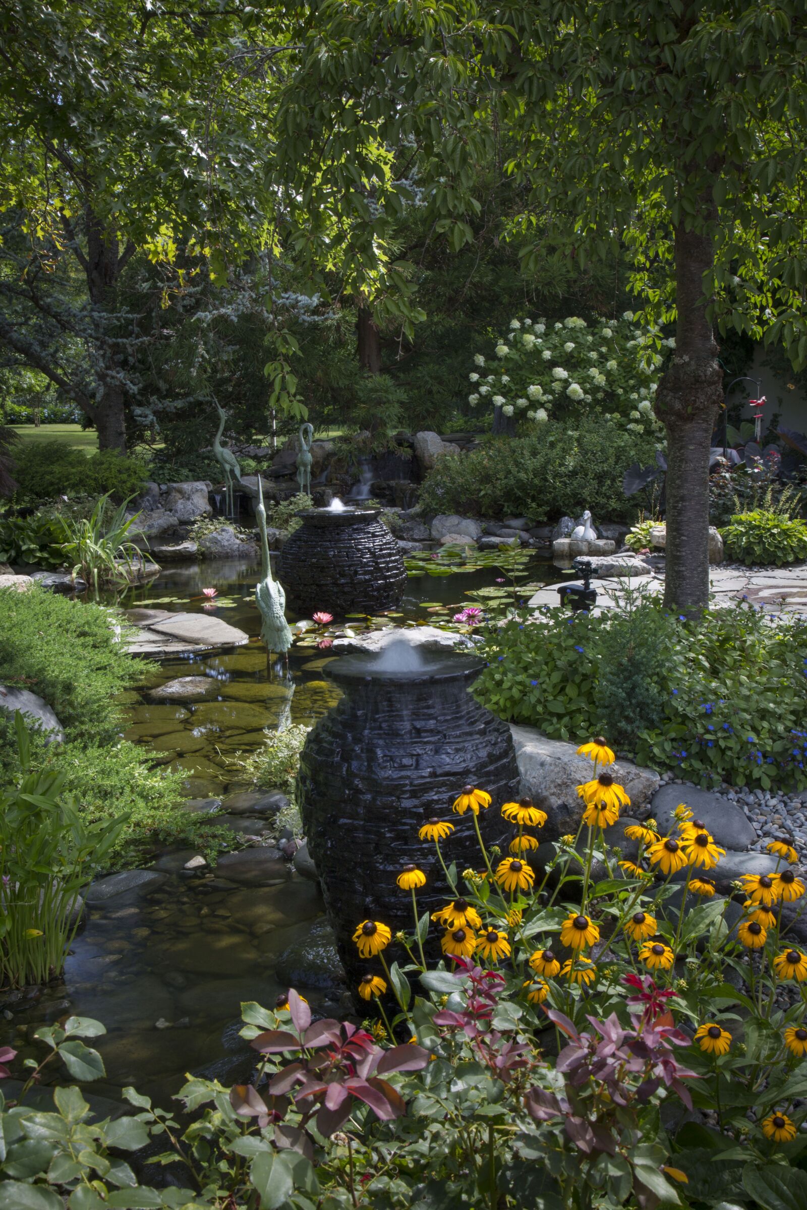 Canon EF 24-105mm F4L IS USM sample photo. Pond, fish, waterfalls photography