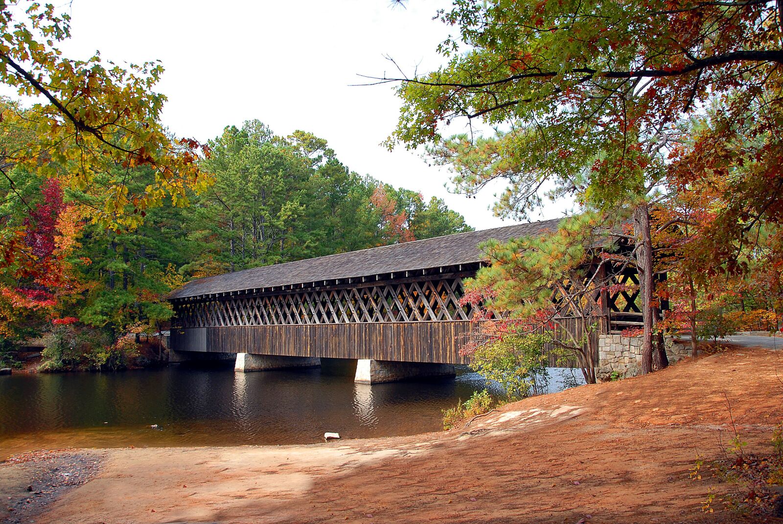 Nikon D200 sample photo. Covered bridge, stone mountain photography