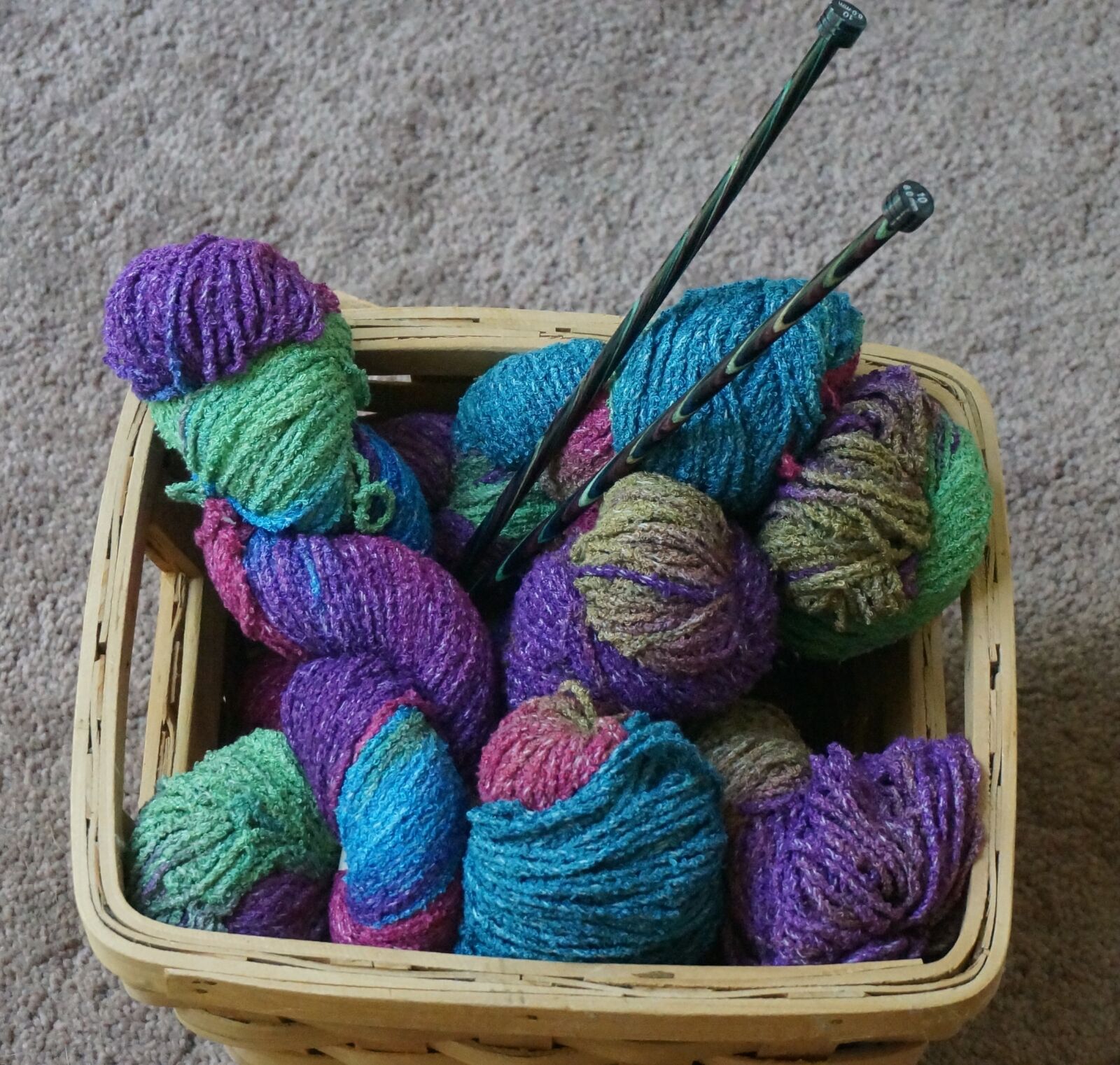 Sony Alpha NEX-5T sample photo. Knitting basket, knitting, yarn photography