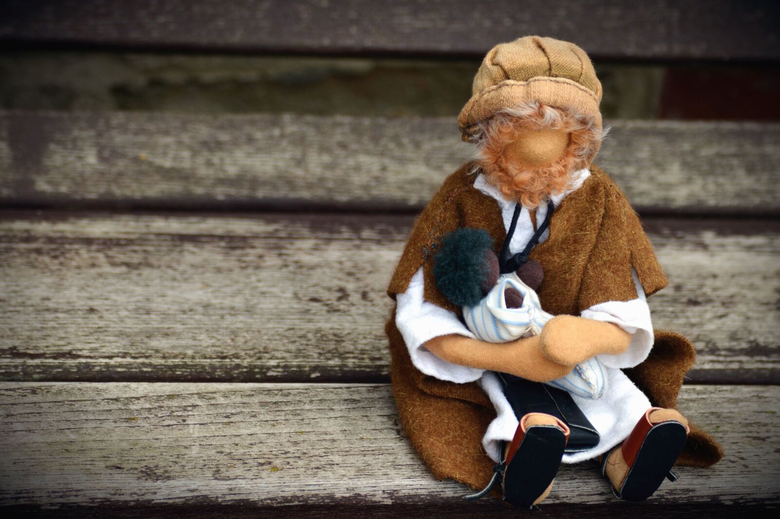 Nikon D5200 sample photo. Bench, wood, doll, toy photography
