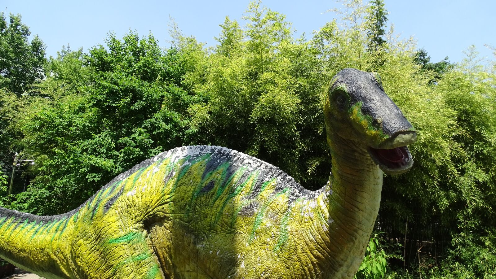 Sony Cyber-shot DSC-HX400V sample photo. Dinosaurs, sculpture, bamboo photography