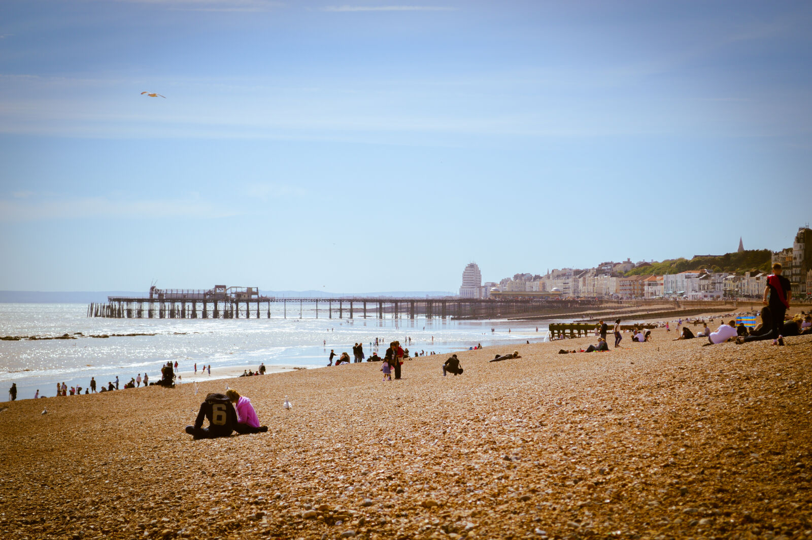 Nikon D3200 sample photo. England, pebble, beach, pier photography