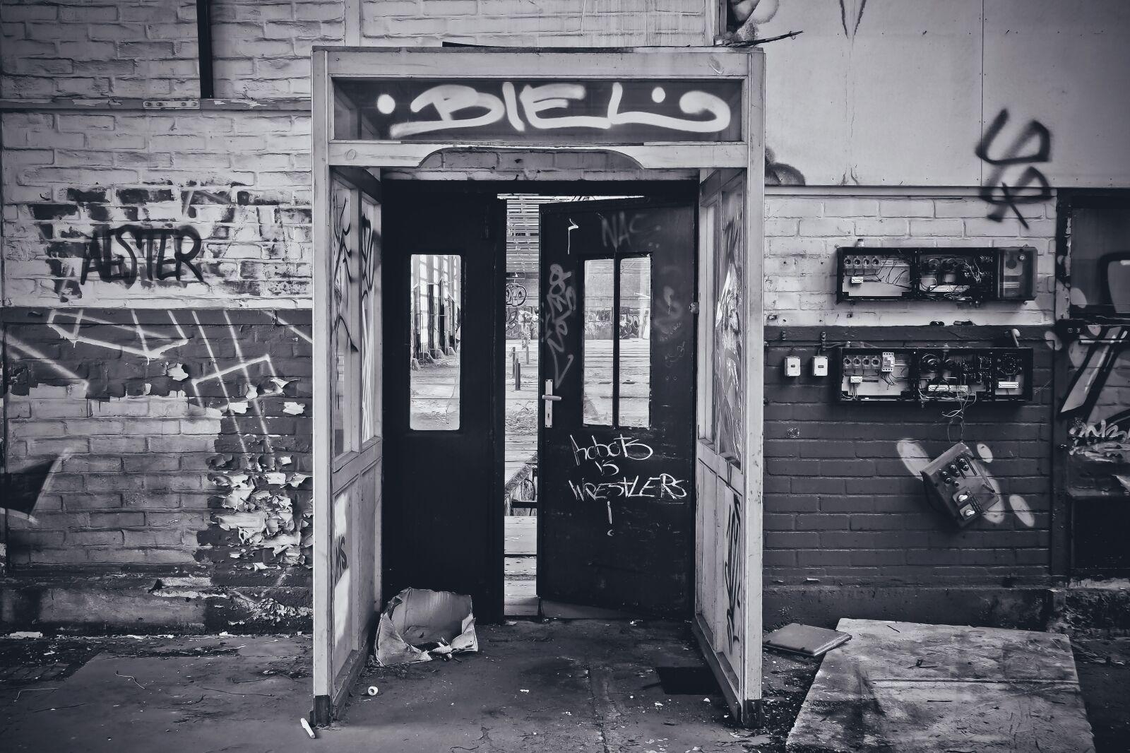 Olympus OM-D E-M10 sample photo. Lost places, door, hall photography