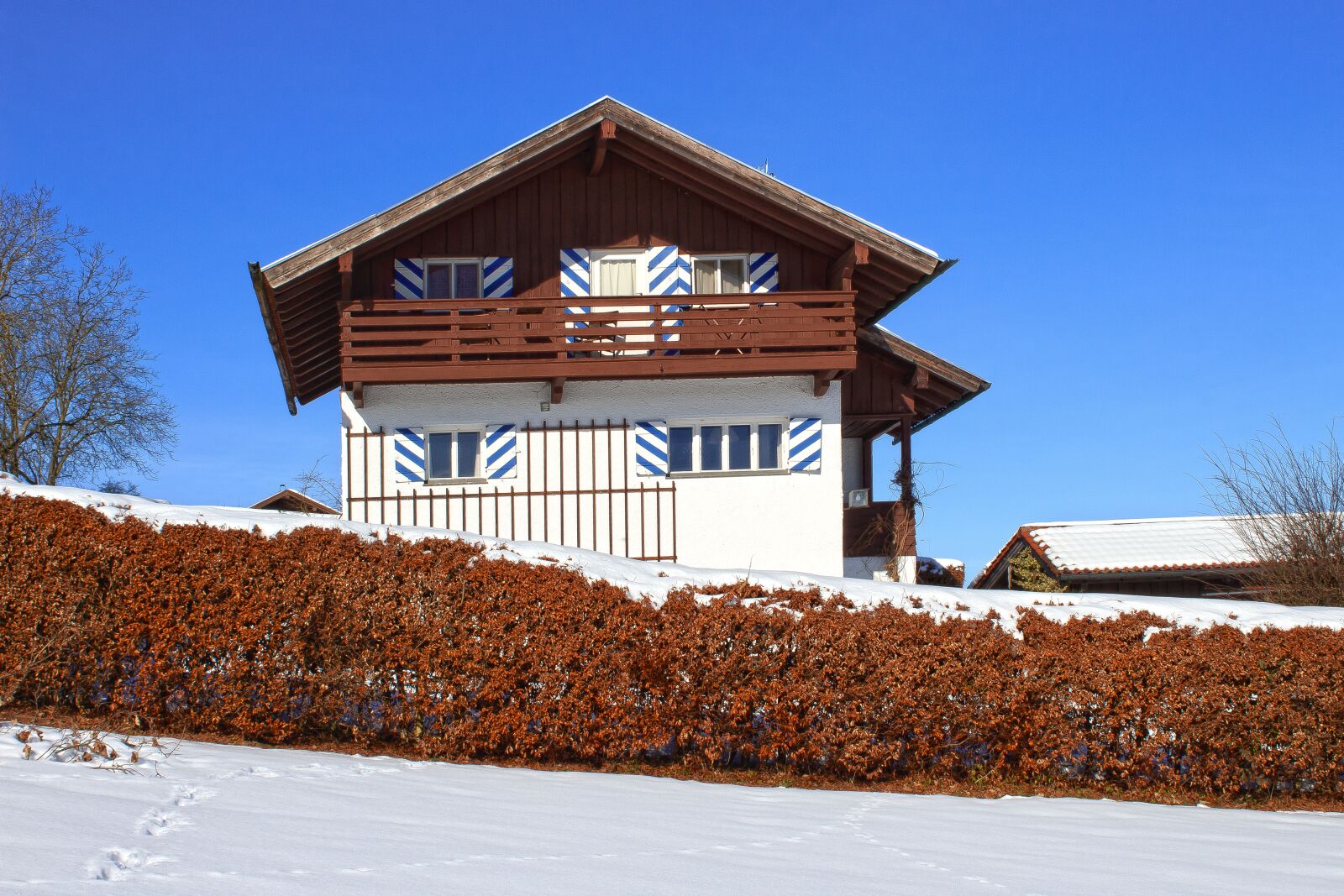 Canon EOS 1300D (EOS Rebel T6 / EOS Kiss X80) sample photo. House, hedge, winter photography