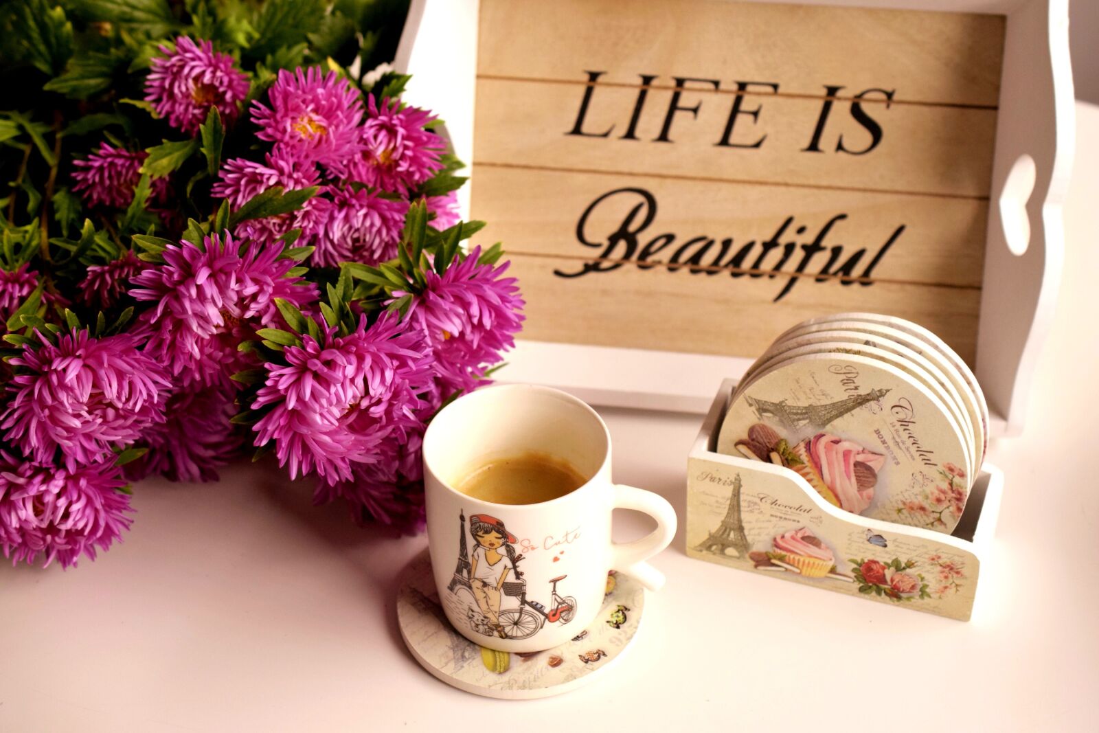 Nikon D5300 sample photo. Coffee, morning, flowers photography