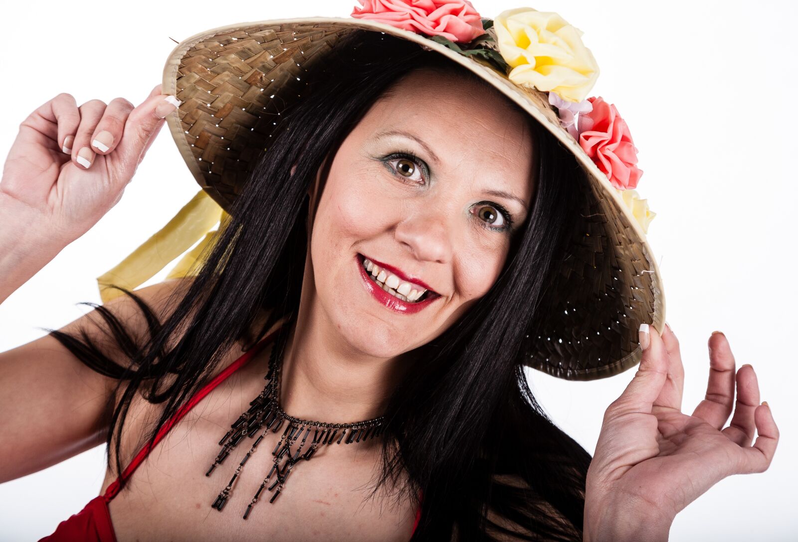 Canon EOS 5D sample photo. Big smile, hat, flowers photography