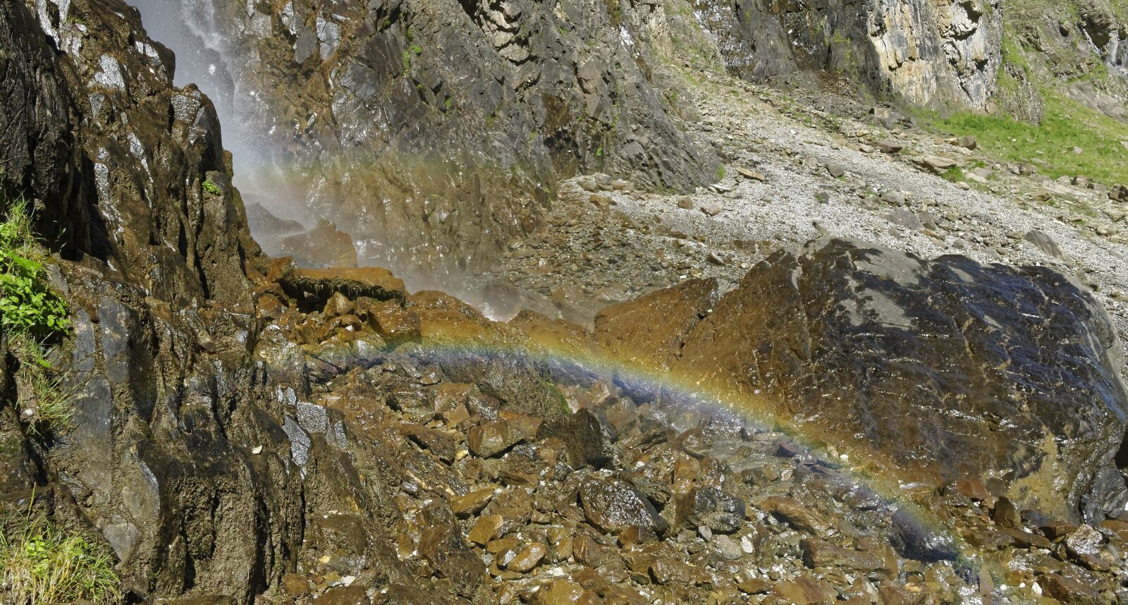 Panasonic Lumix DMC-GX1 sample photo. Rainbow, mountains, waterfall photography