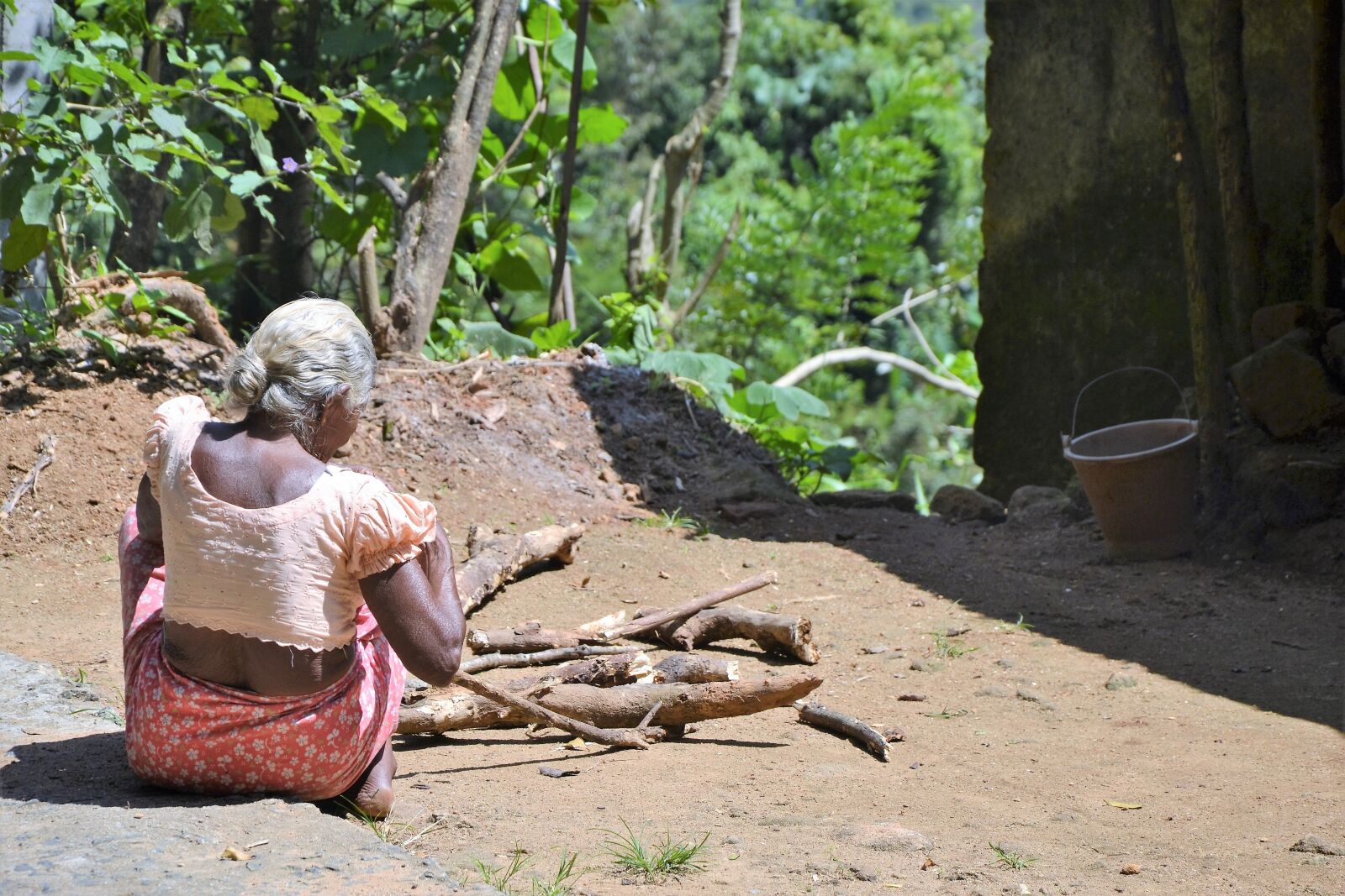 Nikon D3100 sample photo. Wood, old woman, human photography
