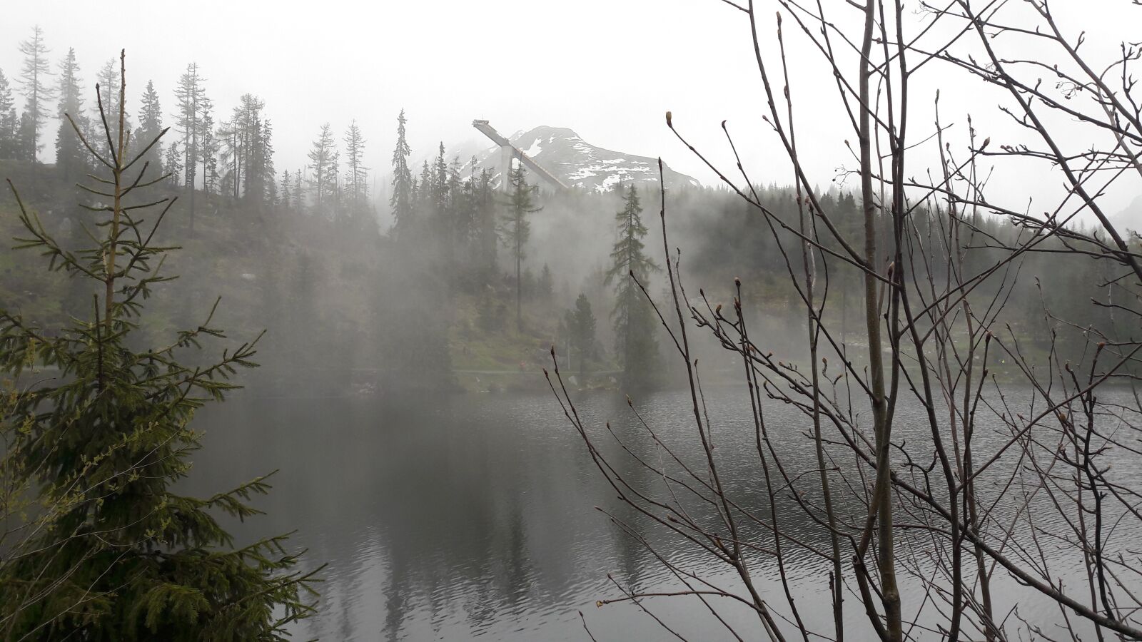 Samsung Galaxy A5(2016) sample photo. Pine, lake, fog photography