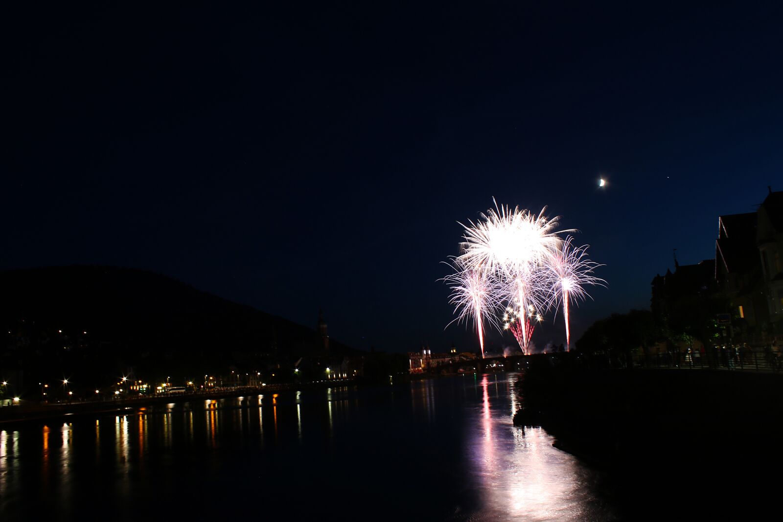 Canon EOS 70D sample photo. Heidelberg, old bridge, fireworks photography