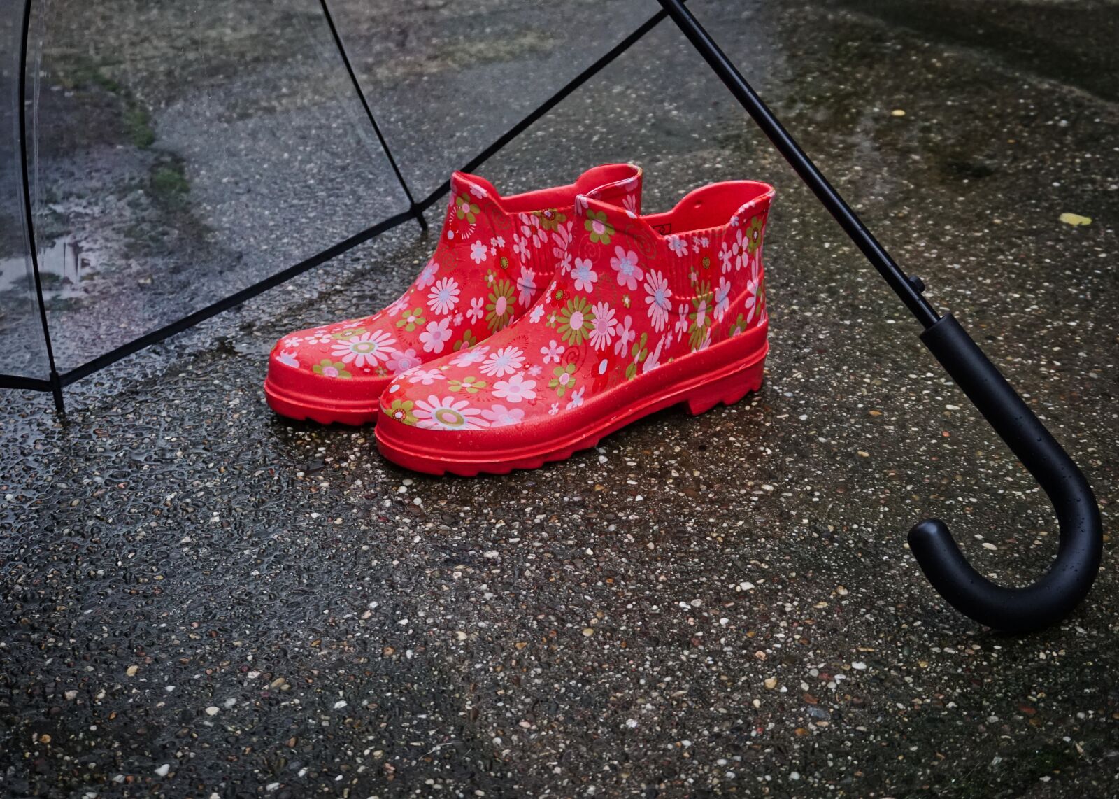 Sony a5100 sample photo. Umbrella, rubber boots, rain photography