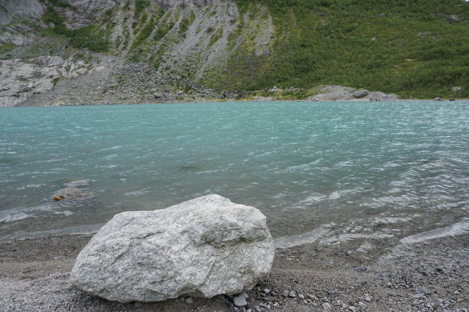 Sony a6000 sample photo. Briksdal, glacier, water photography