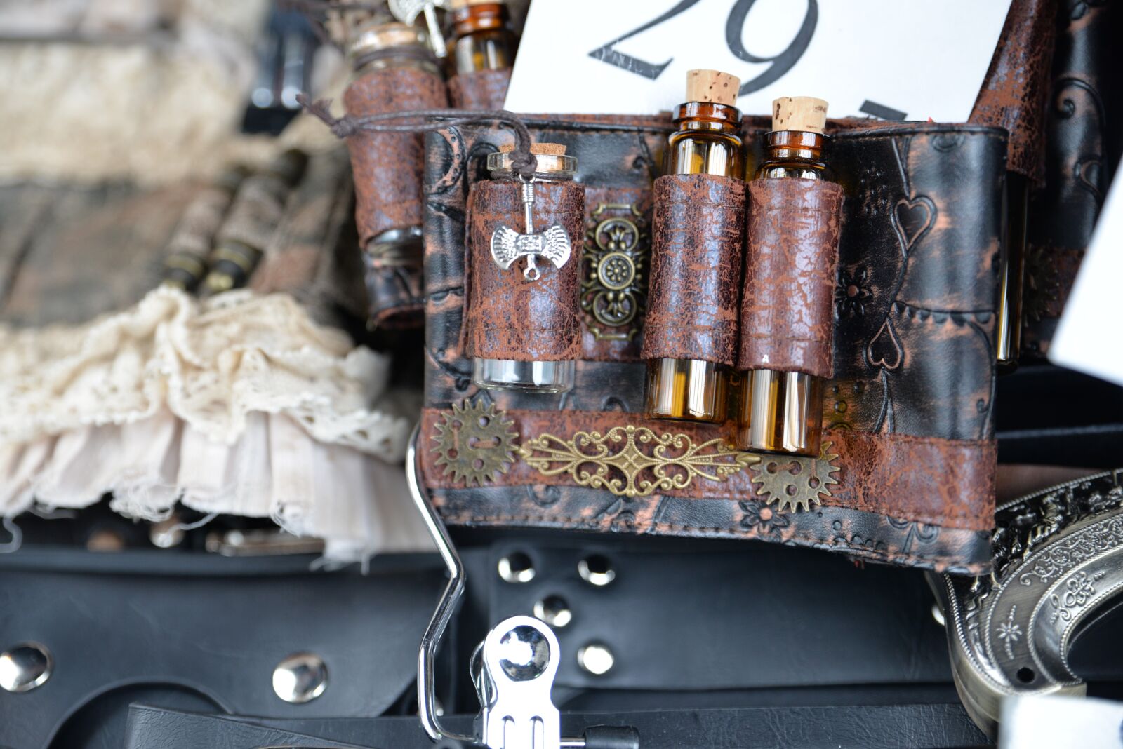 Nikon D610 sample photo. Steampunk, costume, flask photography
