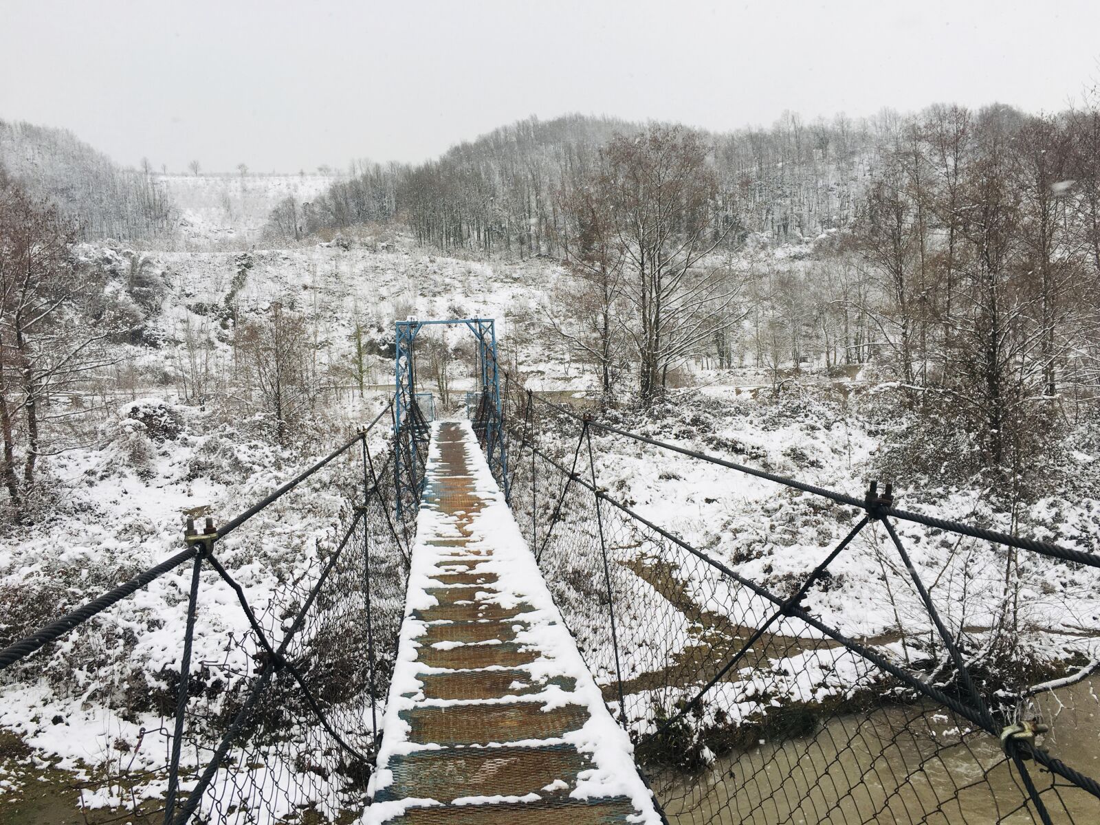 Apple iPhone 6s sample photo. Snow, bridge, snowfall photography
