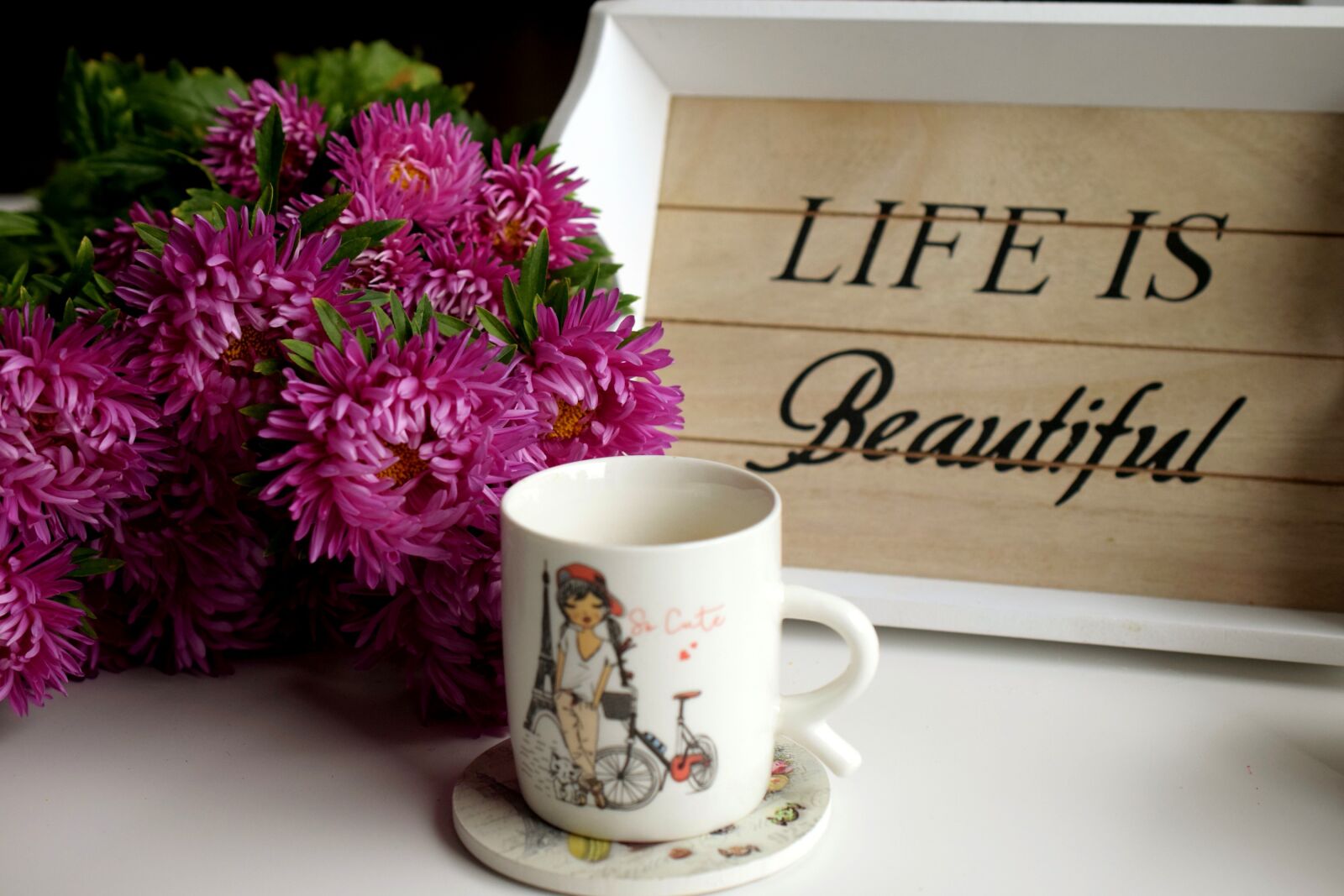 Nikon D5300 sample photo. Cup, coffee, flower photography