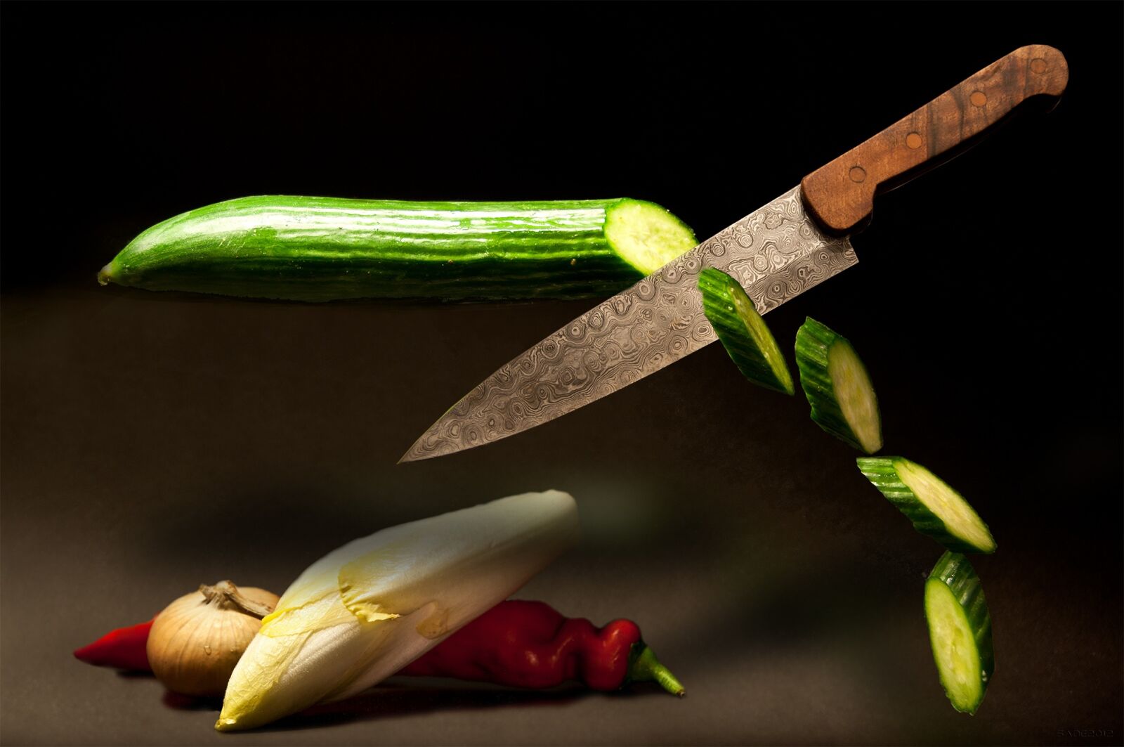 Nikon D90 sample photo. Salad, knife, delicious photography