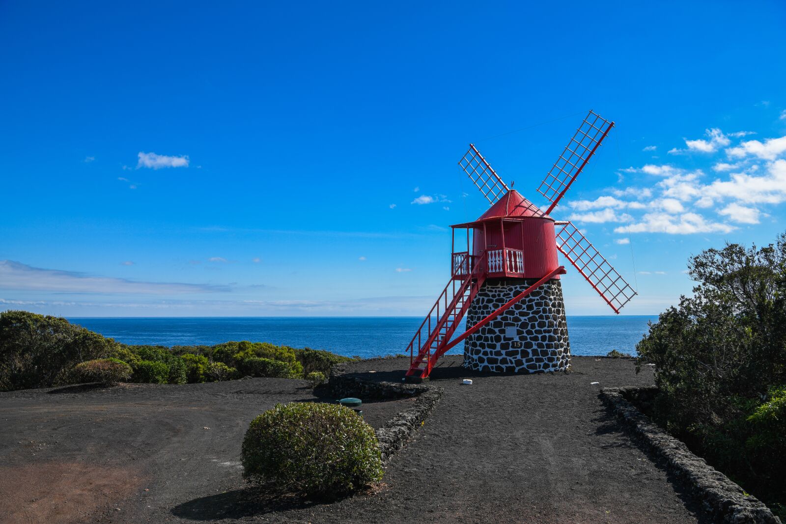 Nikon D850 sample photo. Azores, windmill, red photography