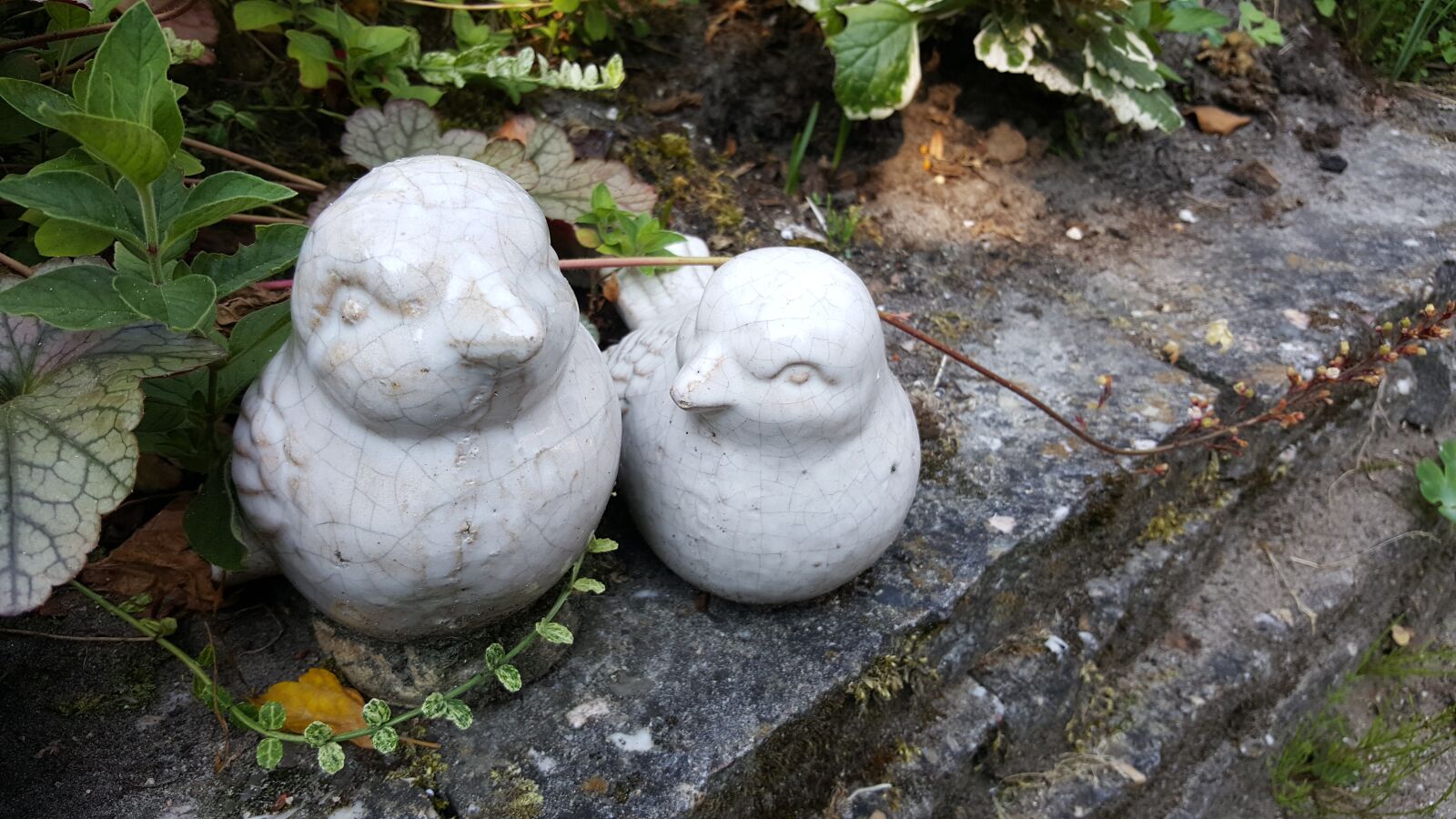Samsung Galaxy S6 sample photo. Figurine, garden, birds photography