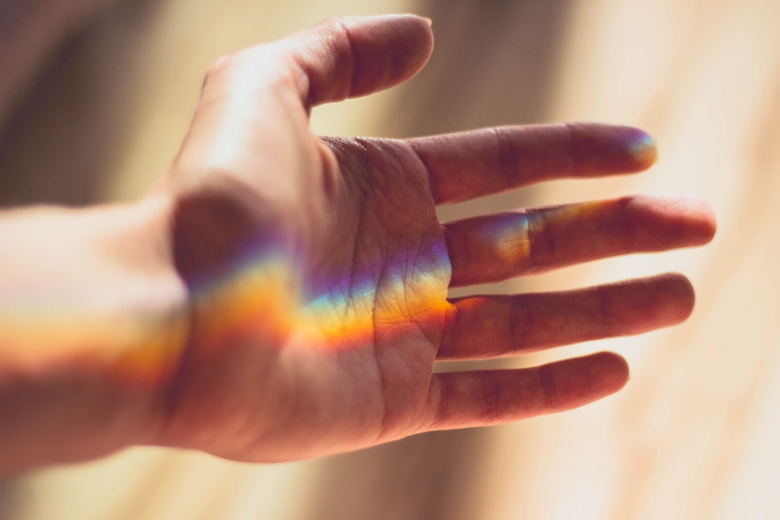 Canon EOS 600D (Rebel EOS T3i / EOS Kiss X5) + Canon EF 50mm F1.8 II sample photo. Hand, rainbow, light photography