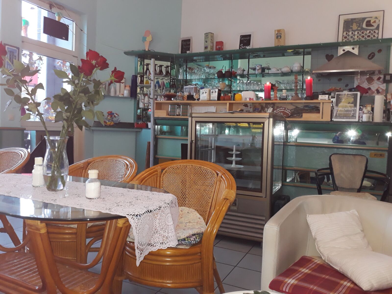 Samsung Galaxy J7 sample photo. Shop, chairs, flowers photography