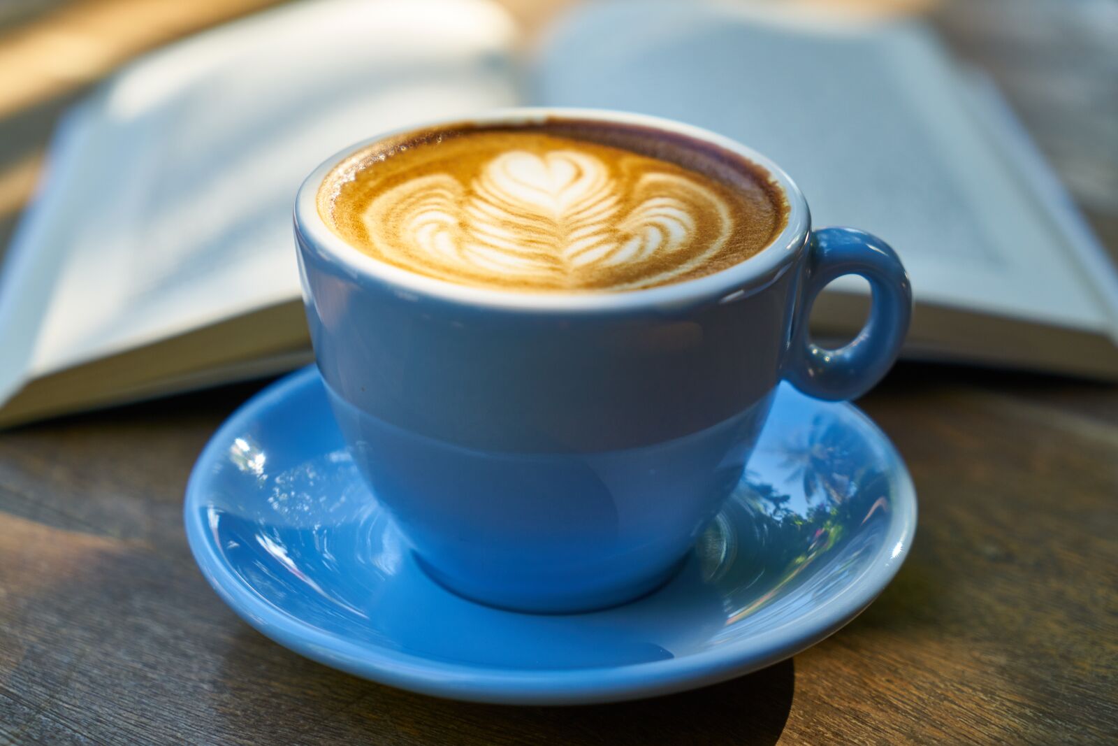 Sony a7R II sample photo. Latte, coffee, book photography