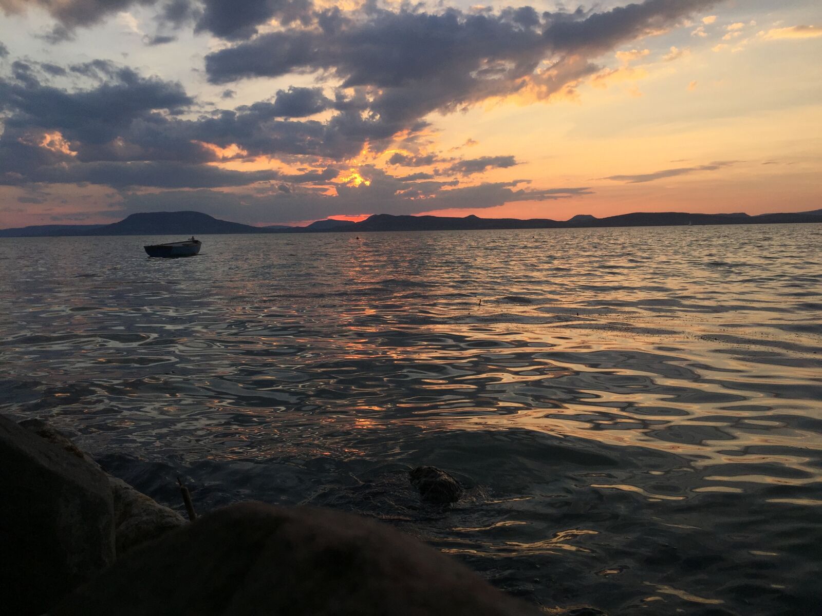 iPhone 6 back camera 4.15mm f/2.2 sample photo. Balaton, boat, lake, sunset photography
