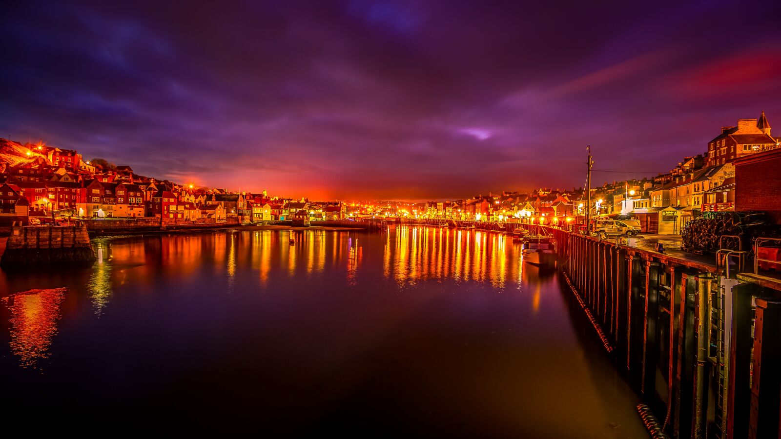 Tokina AT-X Pro 11-16mm F2.8 DX II sample photo. Whitby harbour, reflected lights photography