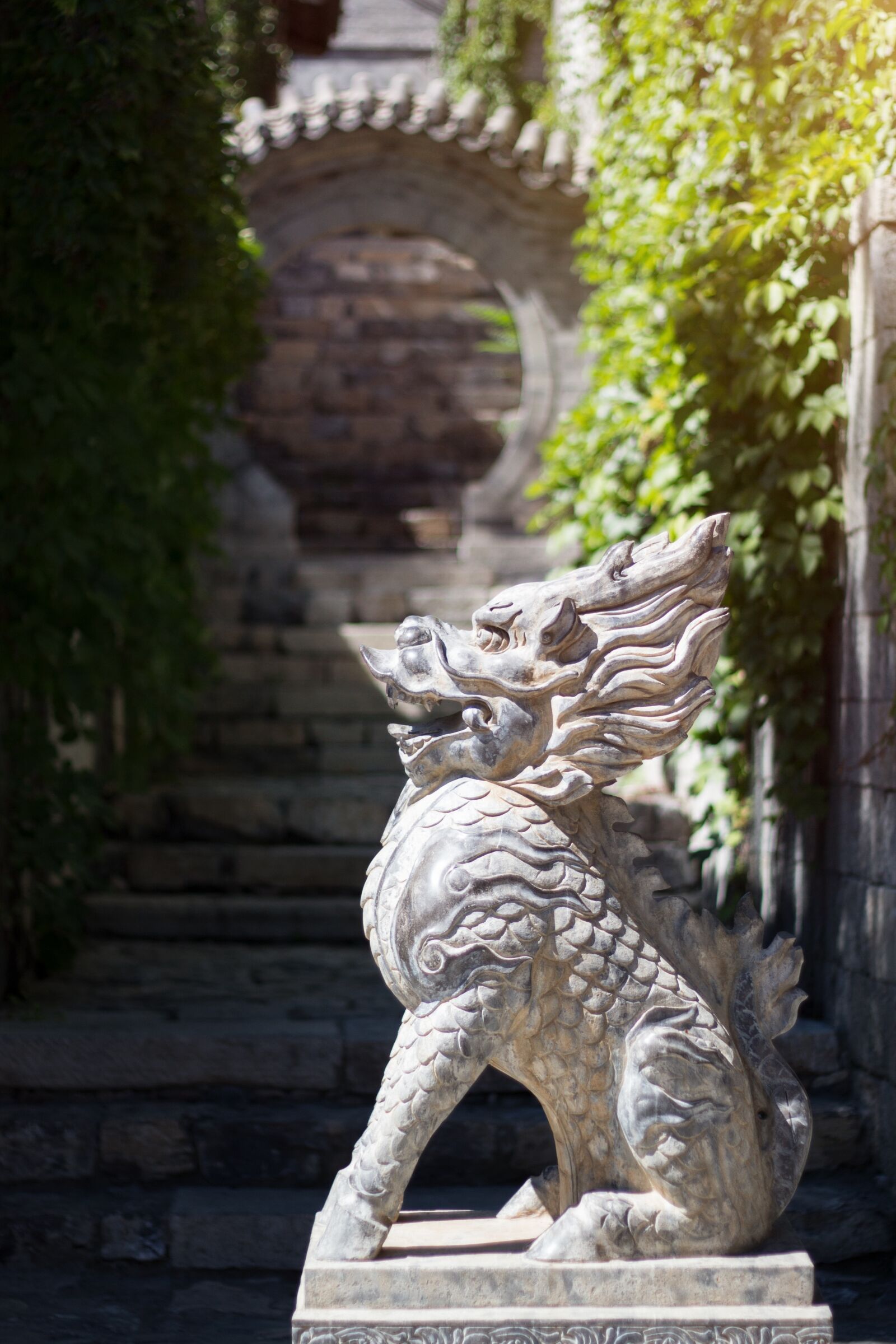 Canon EOS 700D (EOS Rebel T5i / EOS Kiss X7i) + Canon EF 50mm F1.8 II sample photo. Dragon, lion, stone photography