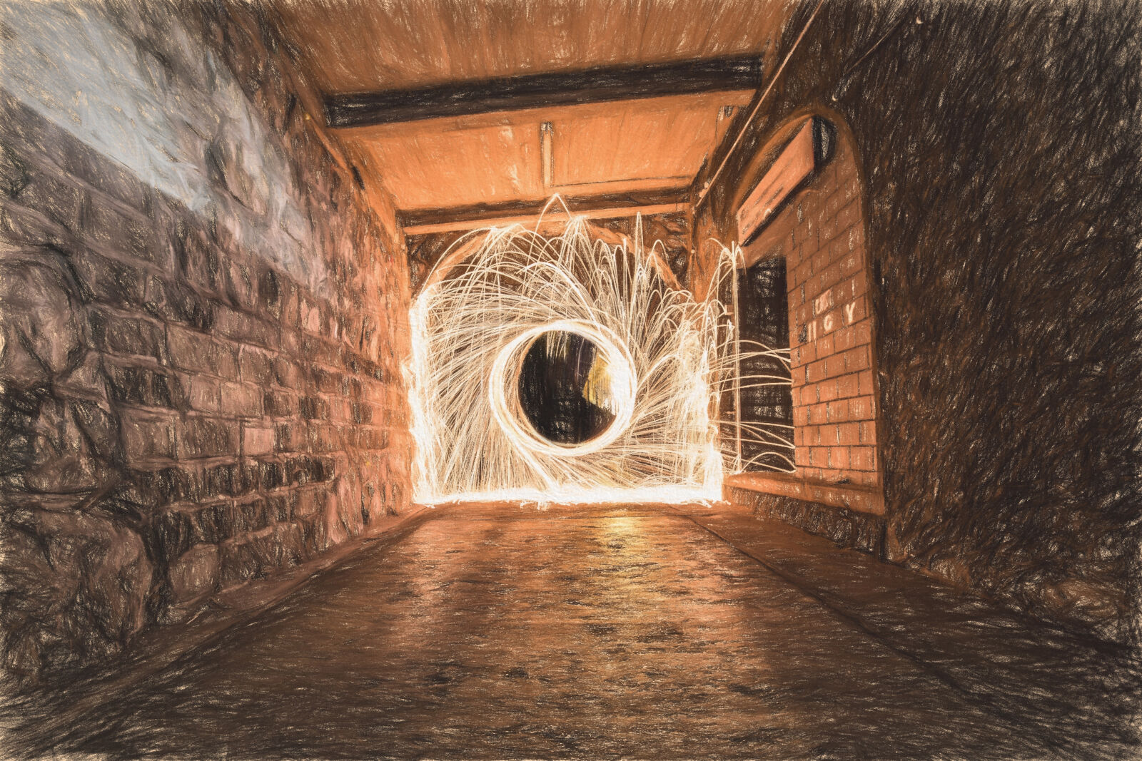 Canon EOS 6D sample photo. Sparks, in, tunnel, during photography