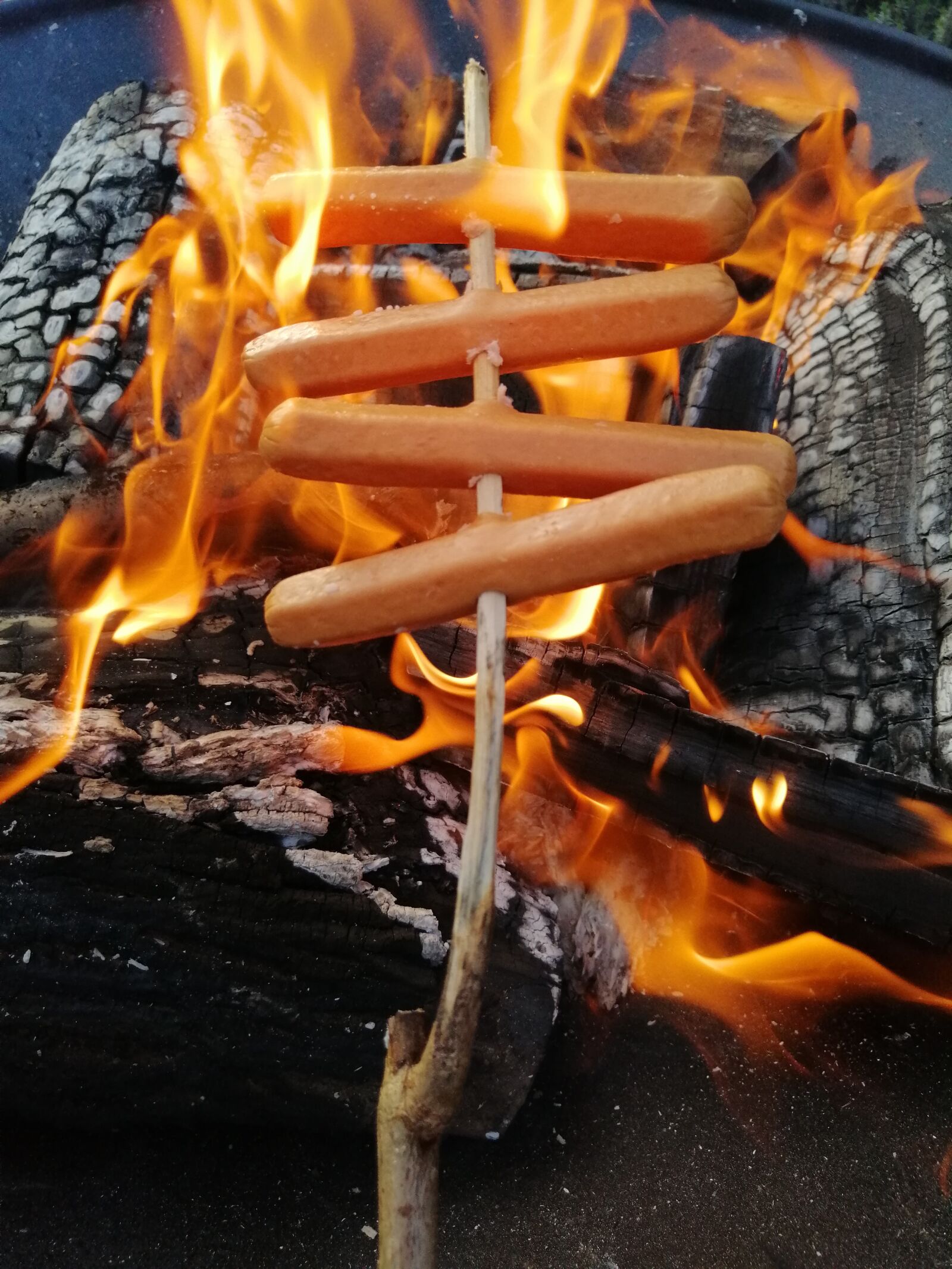 HUAWEI SNE-LX1 sample photo. Fire, sausage, campfire photography