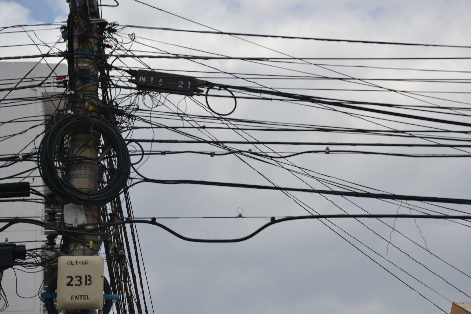 Nikon D3100 sample photo. Cables, city, wires photography