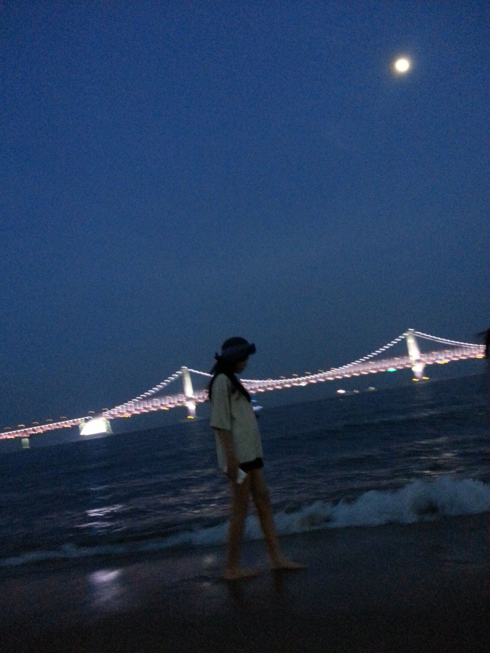 Samsung Galaxy Note2 sample photo. Night, bridge, girl photography