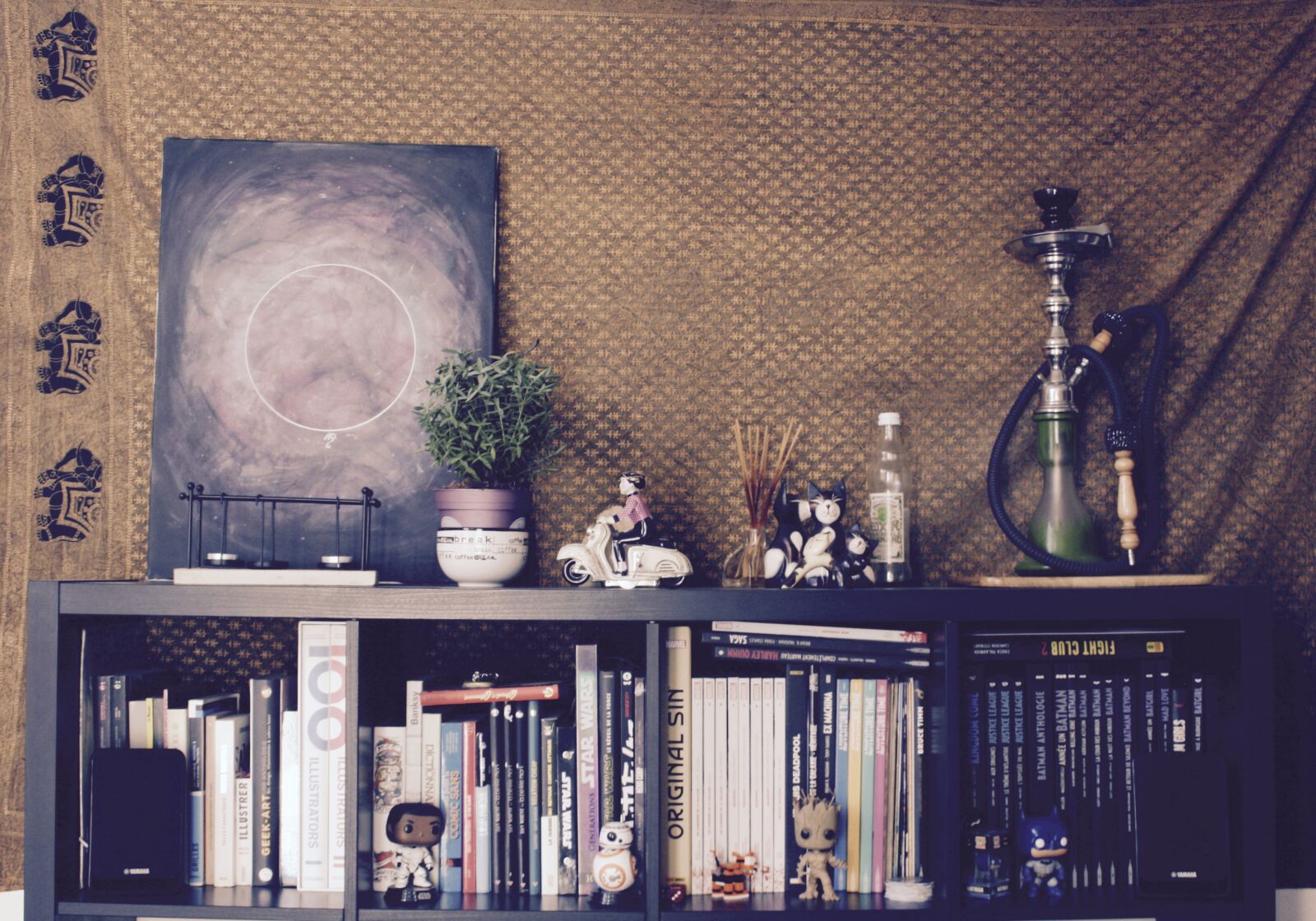 Canon EF-S 18-55mm F3.5-5.6 II sample photo. Art, bookcase, books, decoration photography