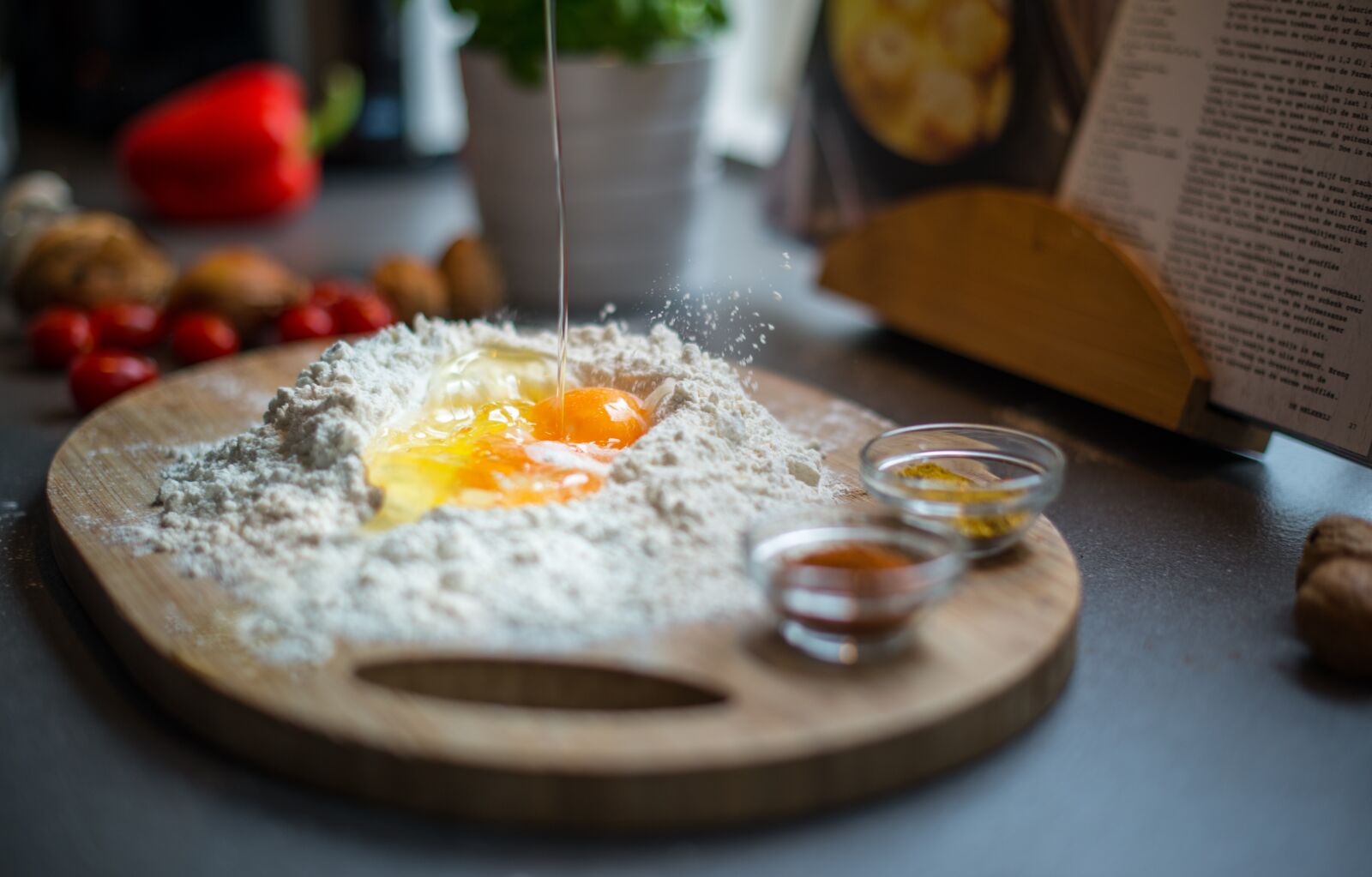 Nikon D610 sample photo. Breaking, egg, dough photography