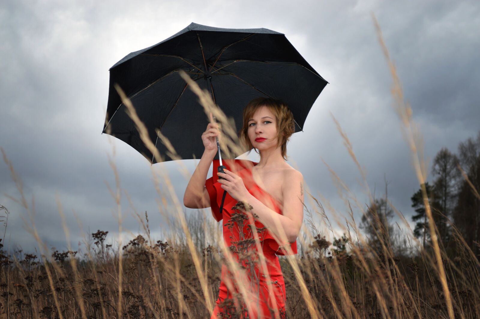 Nikon D3200 sample photo. Umbrella, rain, girl photography