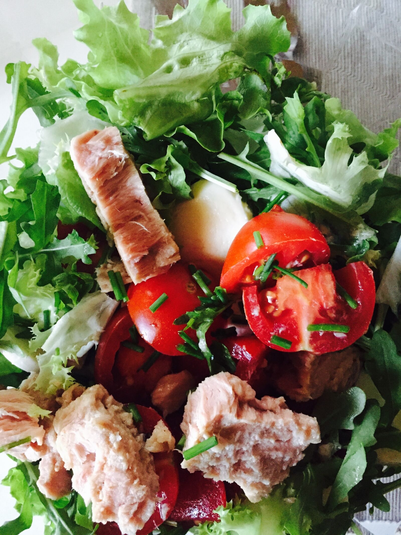 Apple iPhone 6 sample photo. Salad, tuna, tomato photography