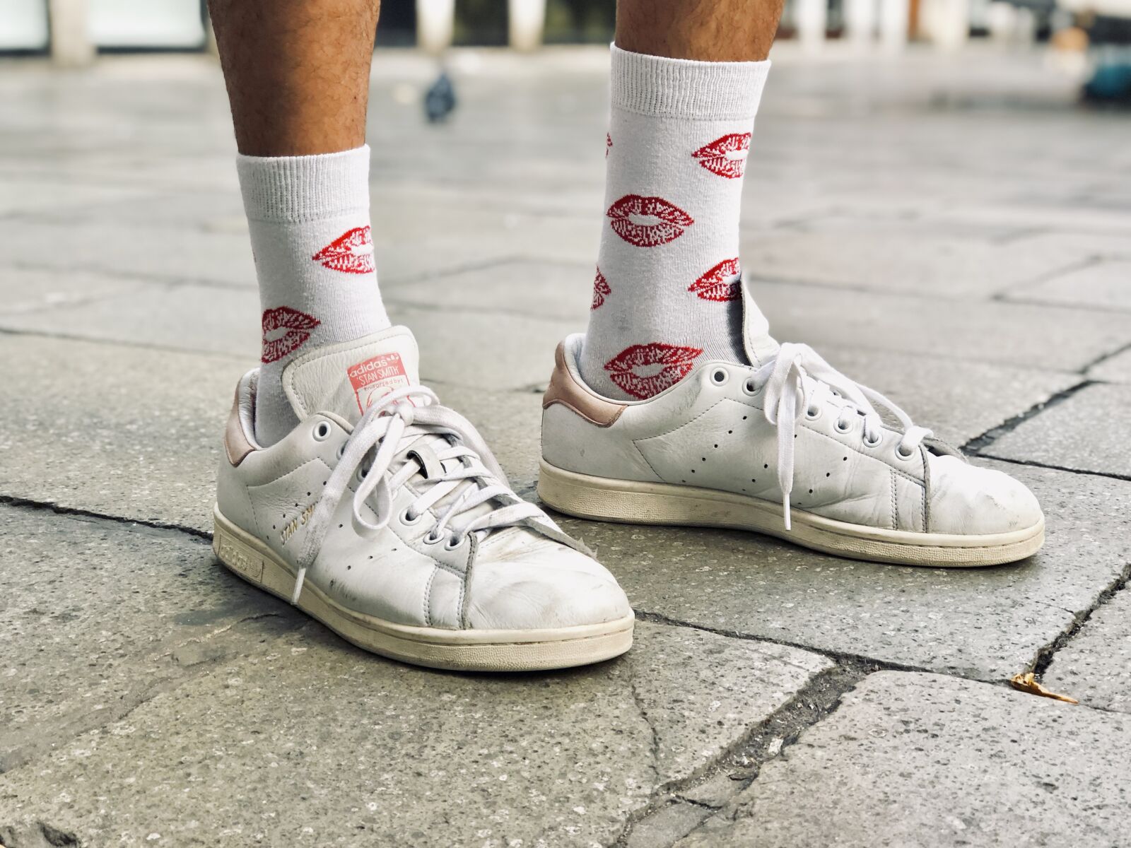 iPhone 8 Plus back dual camera 6.6mm f/2.8 sample photo. Adidas, stan smith, socks photography