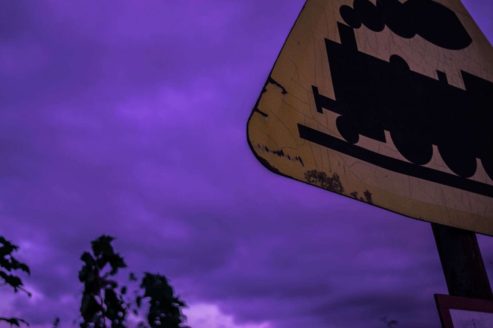Nikon D3300 sample photo. Sign, sky, train, tree photography