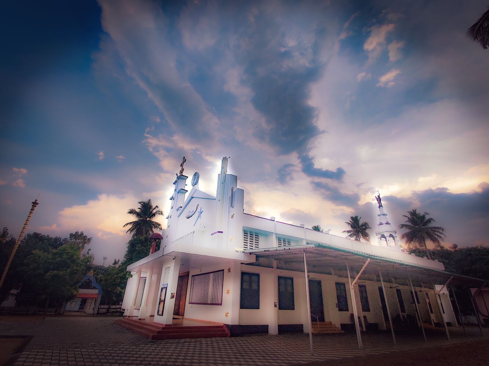 OnePlus HD1901 sample photo. Church, evening, kerala photography