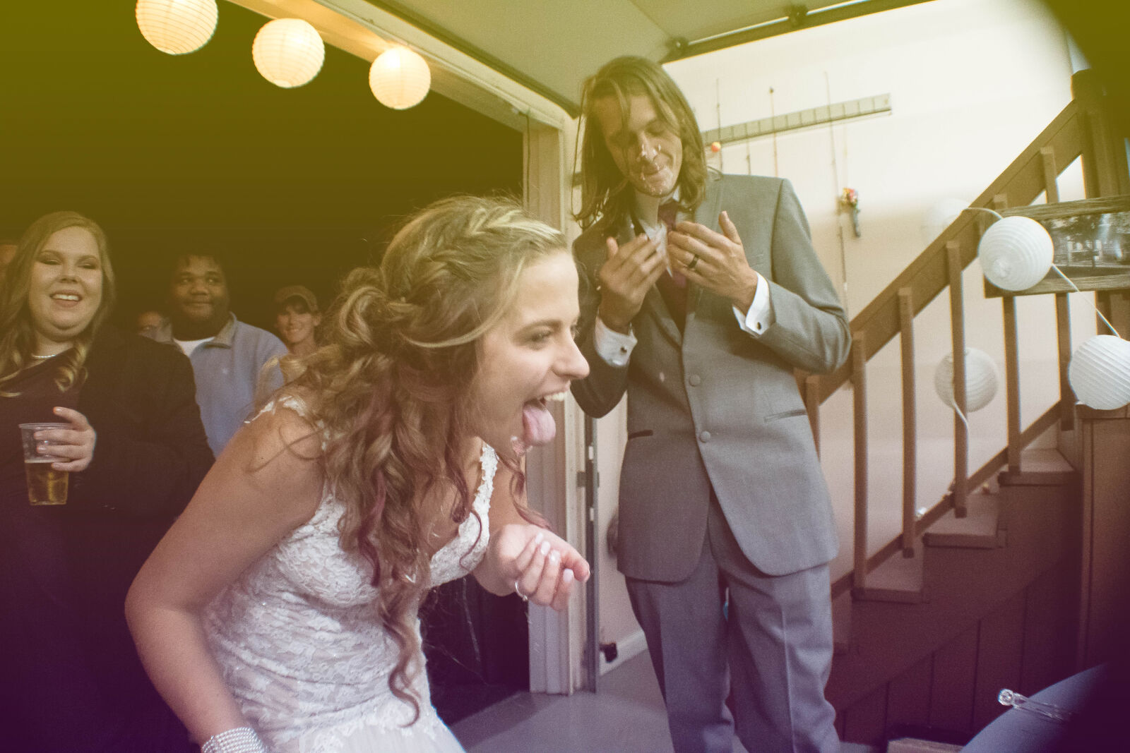 Canon EOS 750D (EOS Rebel T6i / EOS Kiss X8i) sample photo. Bride, cake, crazy, laugh photography