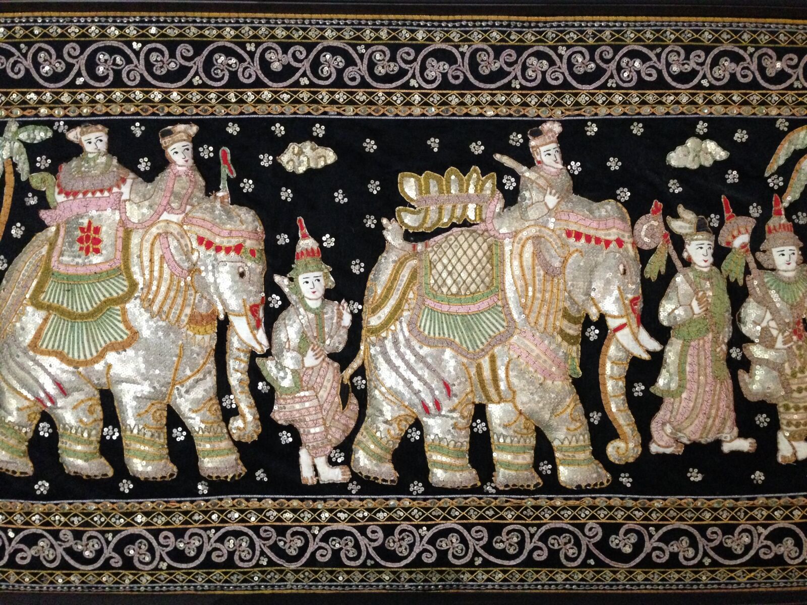 Apple iPhone 5c sample photo. Sequined tapestry, asian, elephants photography
