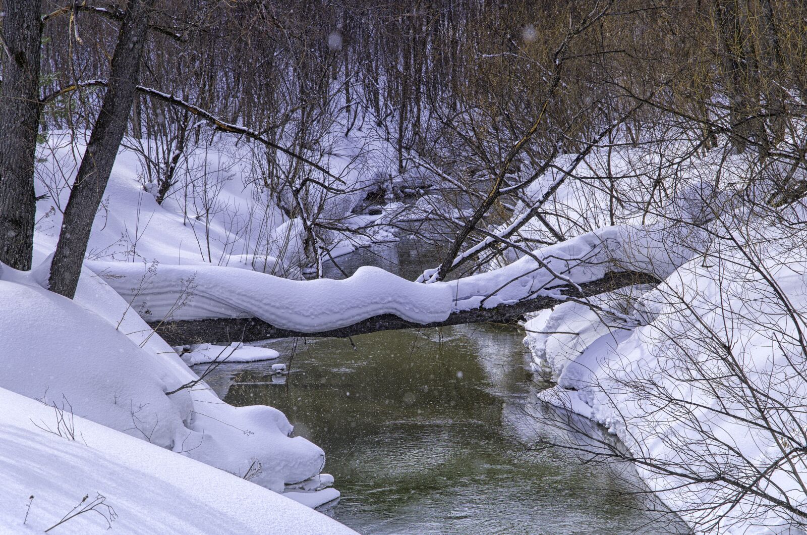 Pentax K-500 sample photo. Spring, snow, river photography