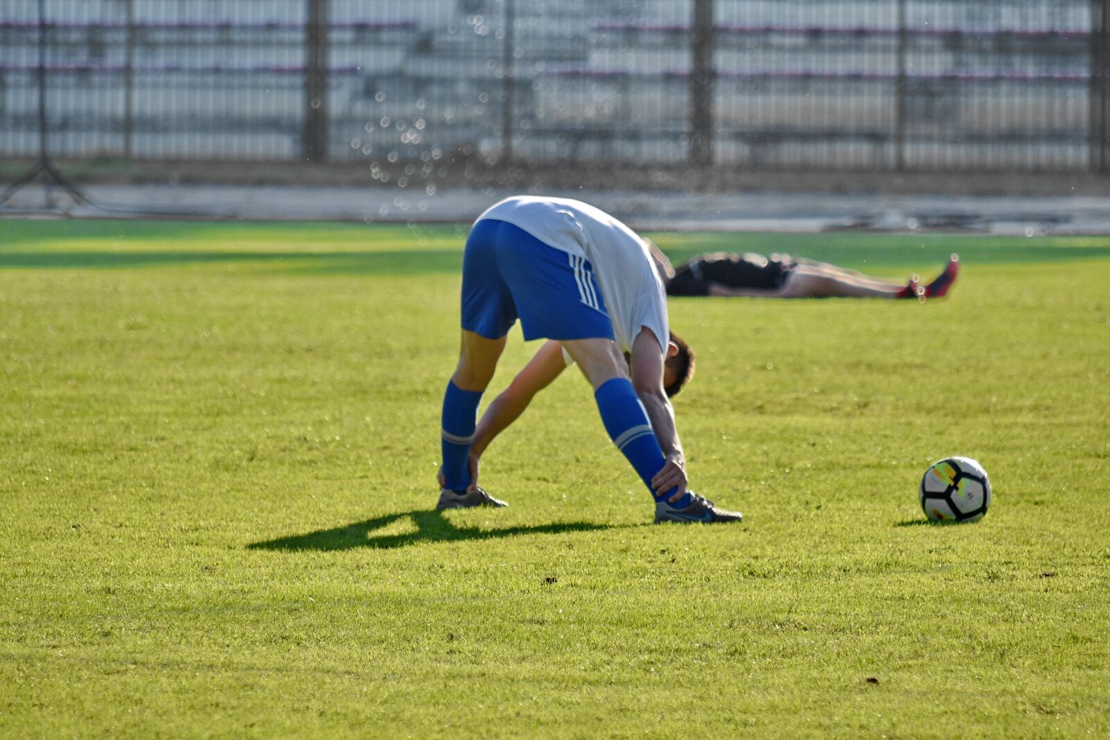 Nikon D5500 sample photo. Football player, grass, injury photography