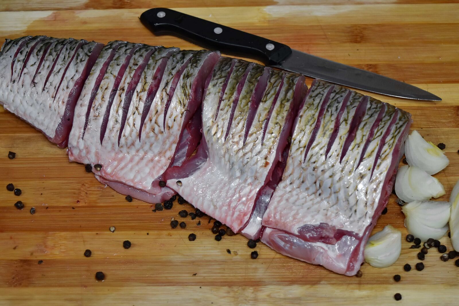 Nikon D5500 sample photo. Fillet, fish, fresh, kitchen photography