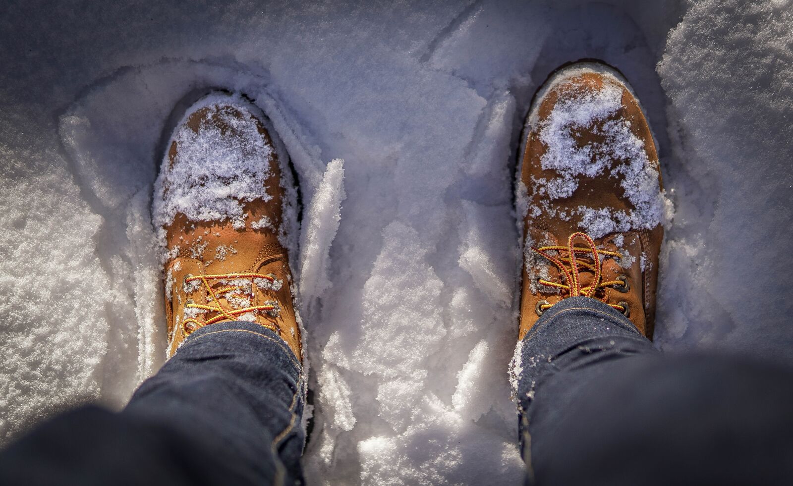 Sony a5100 sample photo. Boots, snow, timberland photography