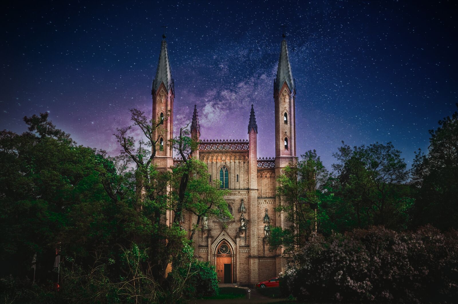 Nikon D90 sample photo. Church, night sky, dark photography