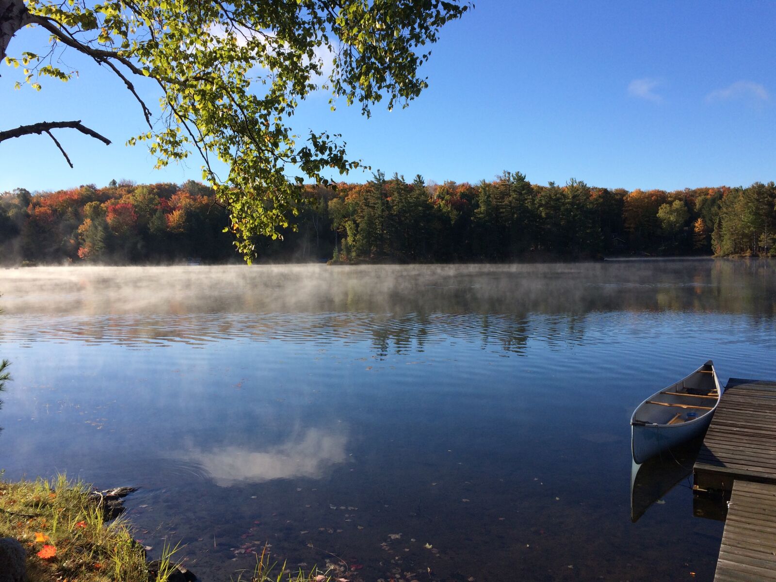 iPhone 5s back camera 4.15mm f/2.2 sample photo. Lake, mist, ontario photography