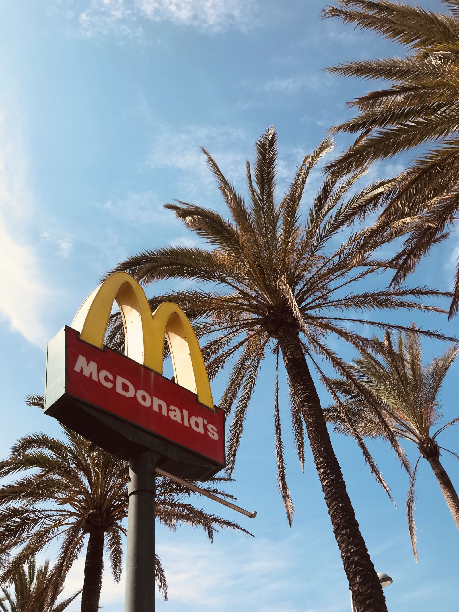 Apple iPhone 7 sample photo. Mcdonalds, sky, palm trees photography