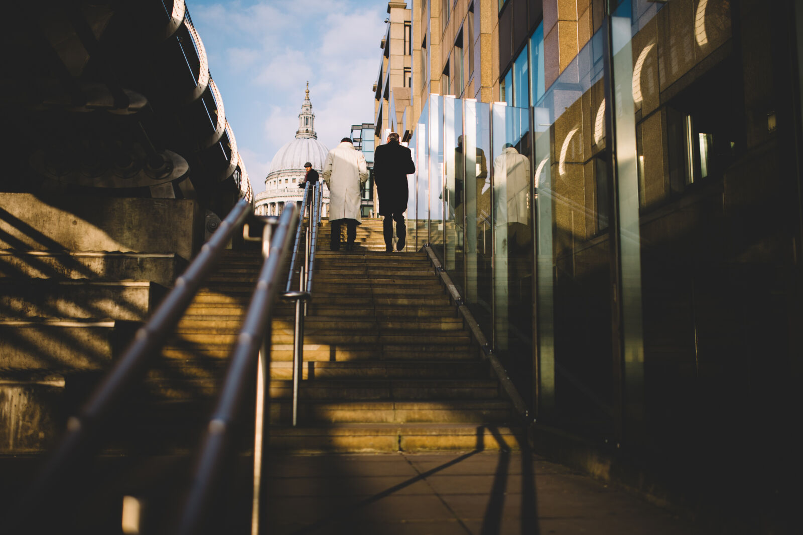 Sigma 35mm F1.4 DG HSM Art sample photo. Stairs, bridge, silhouette, golden photography